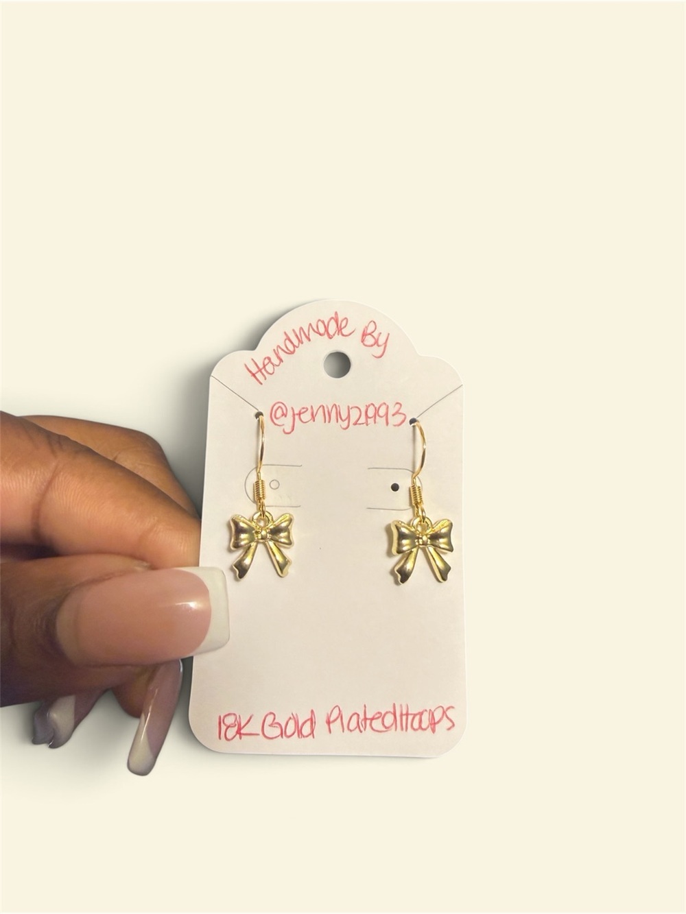 New! Jenny’s Handmade Gold Bow Earrings- 18k Gold Plated Hoops